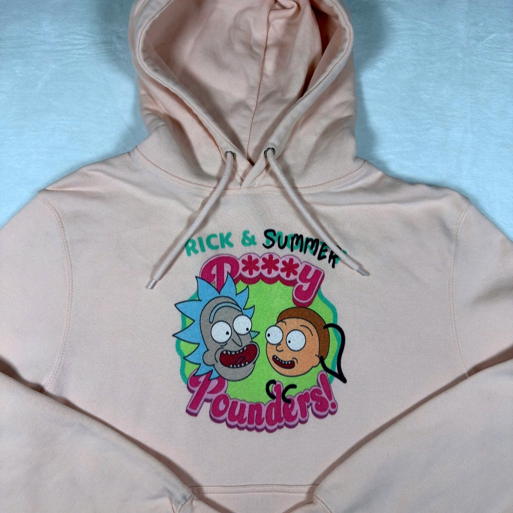 Lane Seven Rick & Morty Rick & Summer Graphic Hoodie Peach Pink Mens Medium